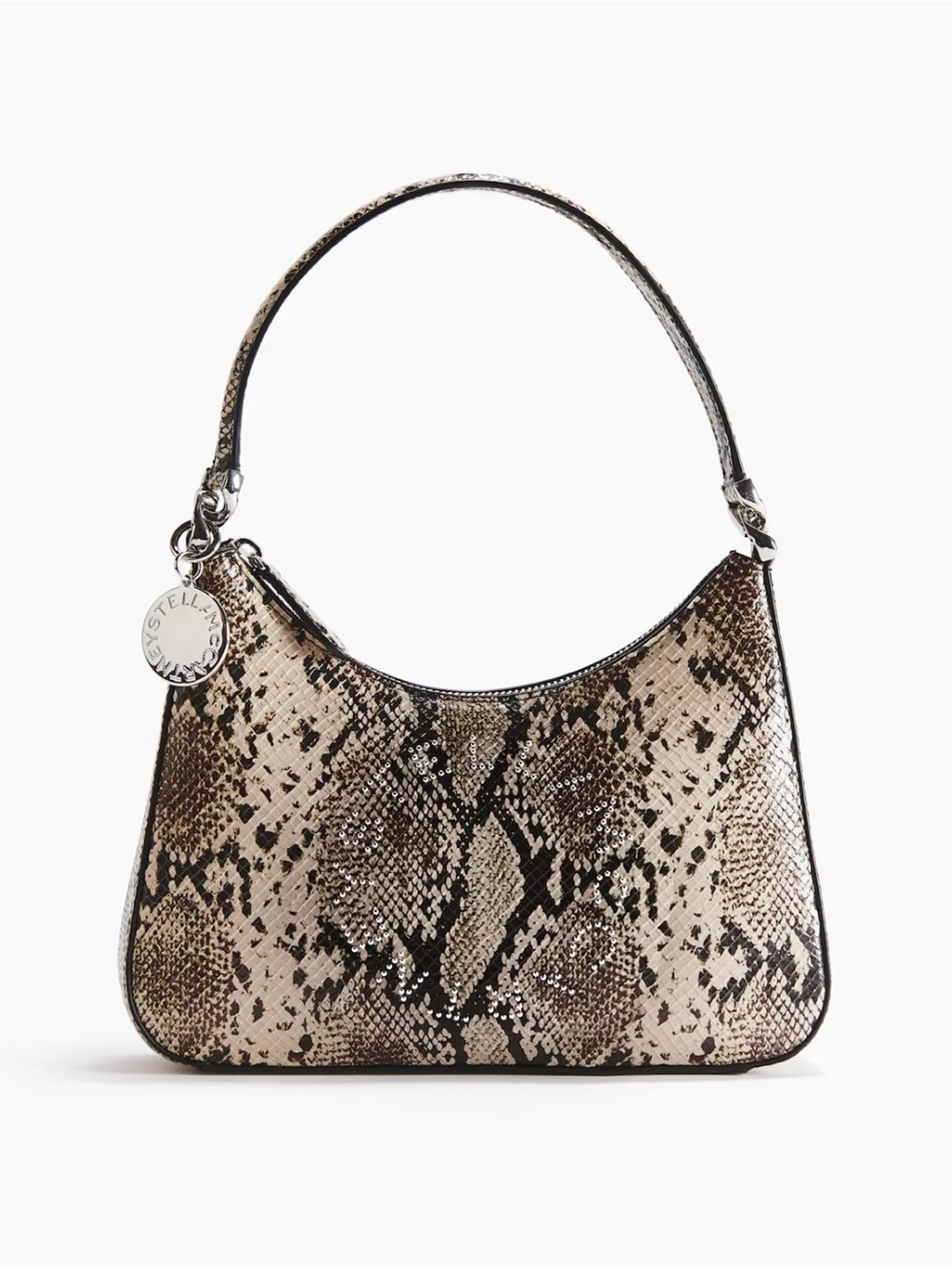 Stella McCartney Beige and Black Snake-Print Shoulder Bag